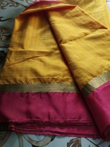 Vibrant Yellow &amp; Pink Saree