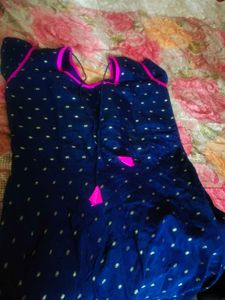Elegant Navy Blue Kurta with Gold Print