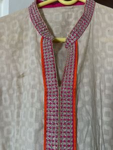 Elegant Beige Embroidered Kurta