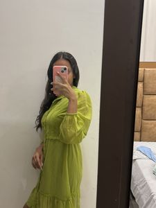 Lime Green Ruffled Mini Dress
