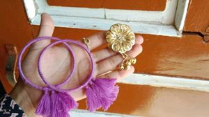 Purple Thread Bangles with Tassels