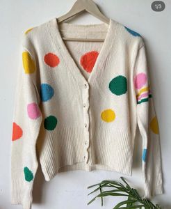 Cream Polka Dot Cardigan