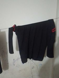 Black Long Sleeve Top with Red Stripes