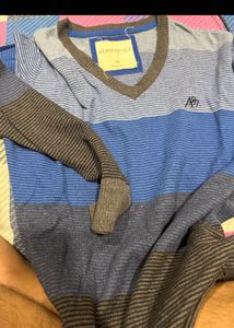 Aeropostale Striped V-Neck Knit Sweater Cum Sweats