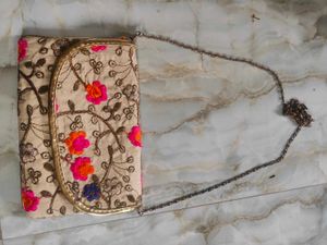 Embroidered Floral Clutch