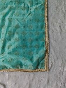 Beautiful Teal Dupatta with Gold Print