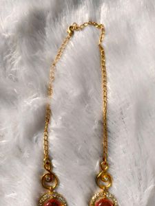 Chic Gold Plated Pink Gem Necklace