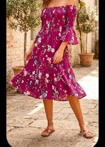 Boho Floral Print Purple Maxi Dress