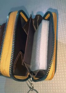 Stylish Double Zip Compact Wallet with Keychain