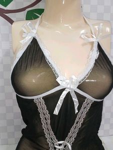 (469)Black Sheer Lace Lingerie Set