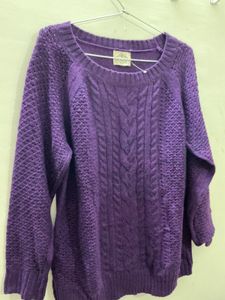 Purple Cable Knit Sweater