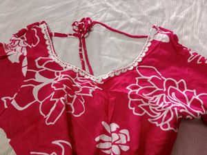 Floral Print Pink Kurti