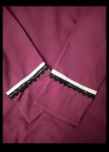 purple colour kurti with black lace