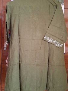 Olive Green Embroidered Kurta
