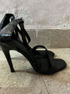 Black Crocodile Embossed Heels