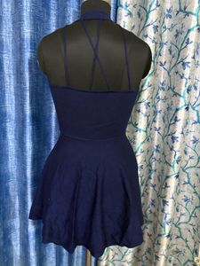 Navy Blue Halter Neck Dress