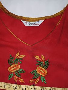 Red Designer Kurti Length is 42" Approx