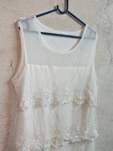White Lace Tiered Sleeveless Top Layered