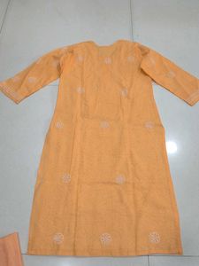 Peach Chikankari Kurta Set