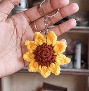 Handmade Crochet Sunflower Keychain