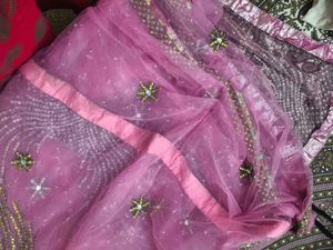 Beautiful Pink heavy stone work party' Saree