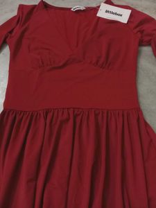 Chic Maroon V-Neck Flare Dress
