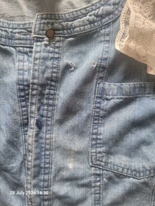 Denim Jacket with Lace Trim