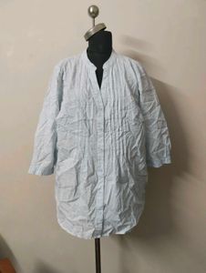 Light Blue Pintuck Tunic Top