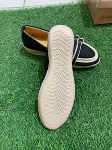 "Stylish Black Loafers with Cream Trim all sizes