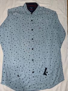 Men's Light Blue cotton Floral Print Shirt