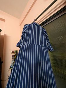 Navy Blue Striped Midi Dress/kurti