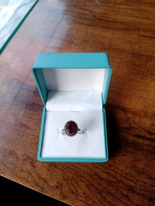 Red Diamond Stones Ring Pure Silver 925
