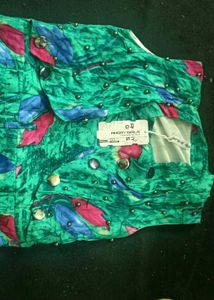 Green Floral Button-Down Top