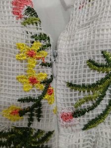Floral Embroidered White Mini Dress