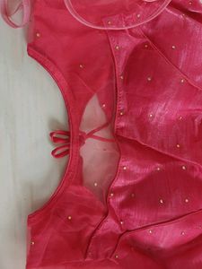 Stunning Pink Embellished Blouse with net sleeves