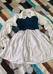Denim Bodice White Dress