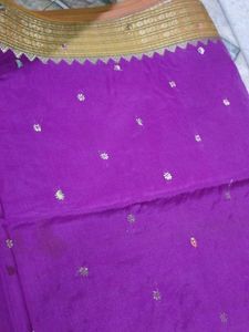 Purple Saree with Gold Border