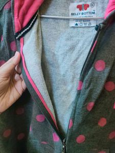 Polka Dot Zip-Up Hoodie