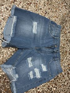 Ripped Denim Shorts