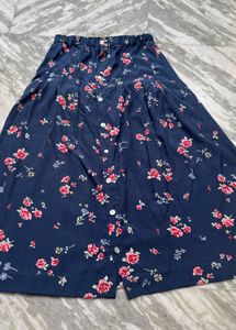 Floral Print Button-Up Midi Skirt