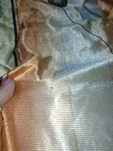 One- Golden,Mustard,Orange Print Satin Curtain