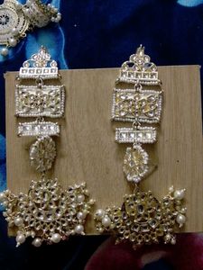 Elegant Pearl & Stone Dangle Earrings