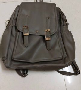 Stylish Gray Faux Leather Backpack
