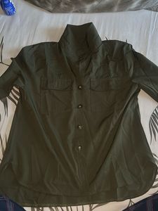 Stylish Olive Green Button-Up Shirt