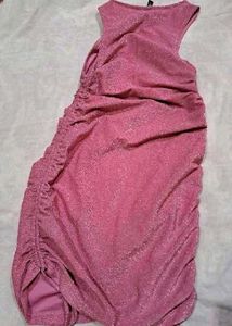 brand new (H&amp;M)Sparkly Pink Ruched Mini Dress