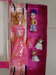 Vintage Barbie Doll - Pink Dress With Baby