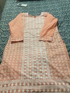 Elegant Peach Embroidered Kurta Set
