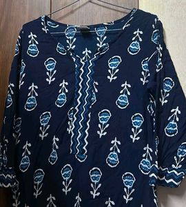 Navy Blue Printed Kurta Set