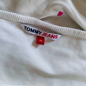 TOMMY HILFIGER White Ribbed Halter Neck Crop Top