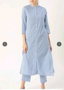 Blue Eyelet Kurta